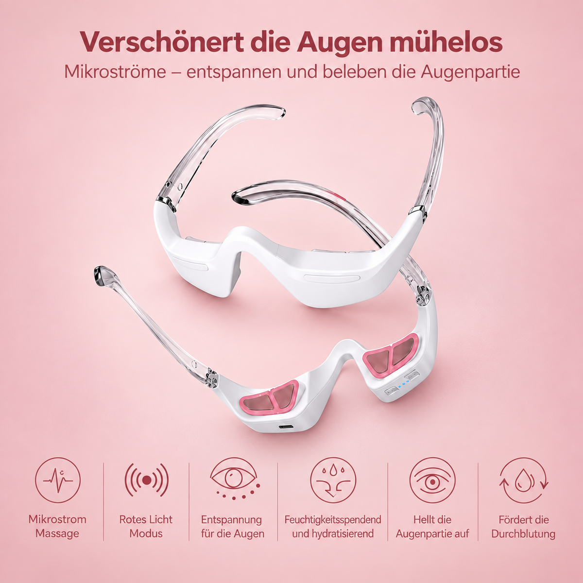 GlowLift Rotlichtbrille - 2-in-1 Rotlicht-Brille für strahlende Augen